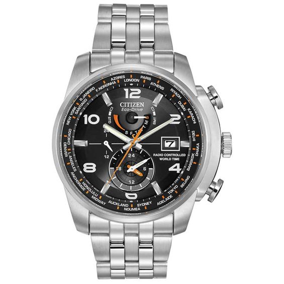 Men's Citizen Eco-DriveÂ® World Time A-T Watch with Black Dial (Model: At9010-52E)