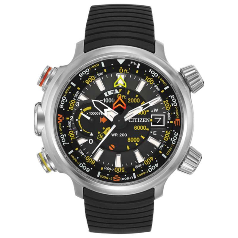Main Image 1 of Men's Citizen Eco-Drive® Promaster Altichron Titanium and Strap Watch with Black Dial (Model: BN5030-06E)