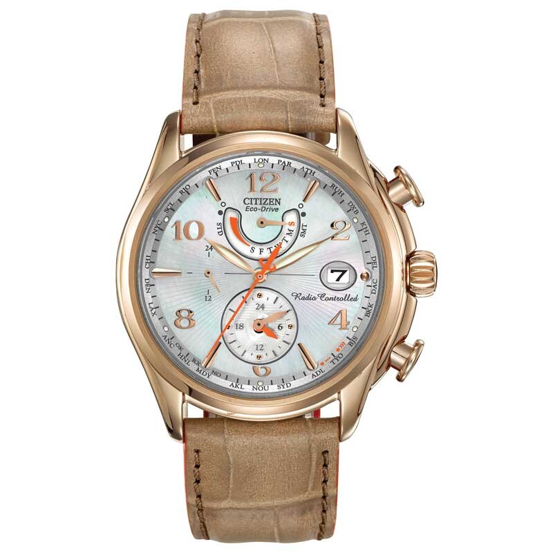 Main Image 1 of Ladies' Citizen Eco-Drive® World Time A-T Chronograph Watch with Mother-of-Pearl Dial (Model: FC0003-18D)