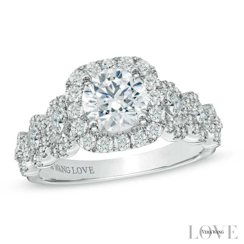 Main Image 1 of Vera Wang Love Collection 2 CT. T.W. Diamond Frame Engagement Ring in 14K White Gold