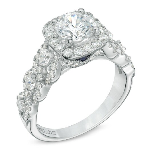 Vera Wang Love Collection 2 CT. T.w. Diamond Frame Engagement Ring in 14K White Gold