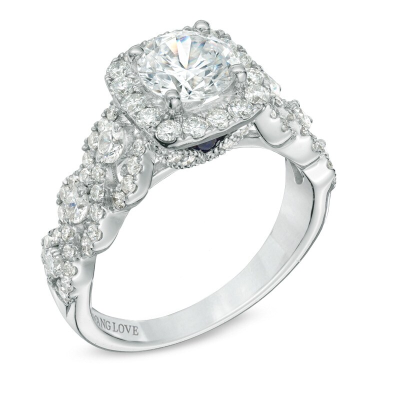 Main Image 2 of Vera Wang Love Collection 2 CT. T.W. Diamond Frame Engagement Ring in 14K White Gold