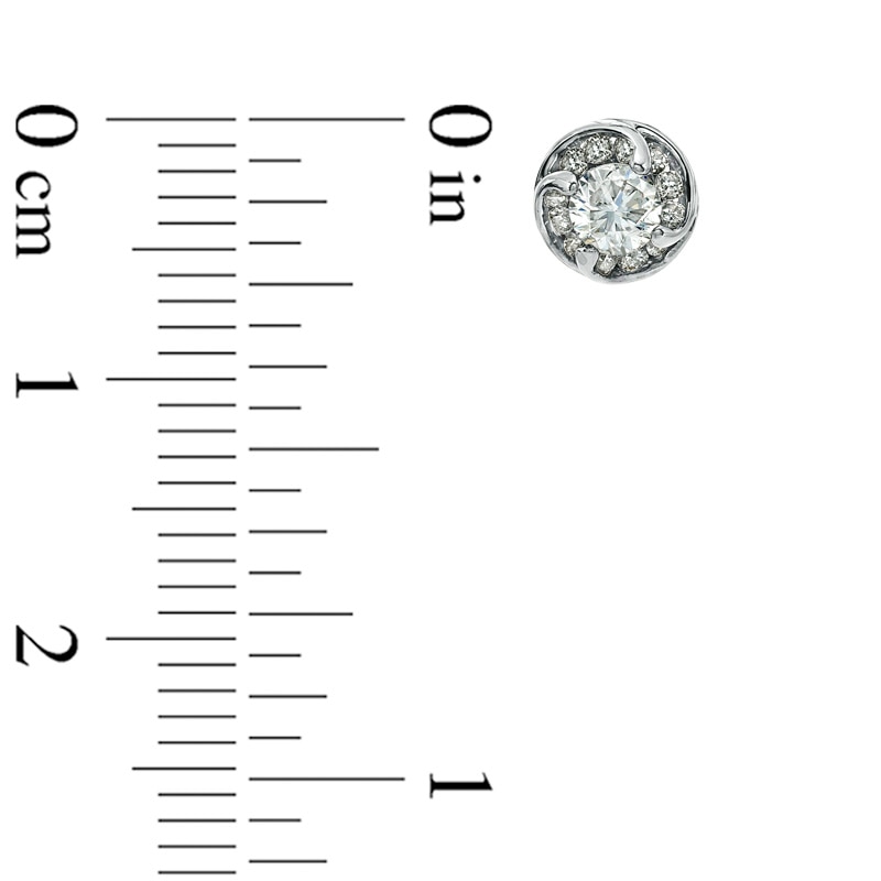 Main Image 2 of 1/2 CT. T.W. Diamond Spiral Frame Stud Earrings in 14K White Gold