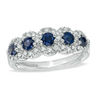 Thumbnail Image 1 of Vera Wang Love Collection Blue Sapphire and 3/8 CT. T.W. Diamond Five Stone Frame Ring in 14K White Gold