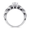 Thumbnail Image 2 of 6.0mm Lab-Created White Sapphire and 1/4 CT. T.W. Black Diamond Engagement Ring in 10K White Gold