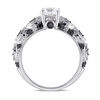 Thumbnail Image 3 of 6.0mm Lab-Created White Sapphire and 1/4 CT. T.W. Black Diamond Engagement Ring in 10K White Gold