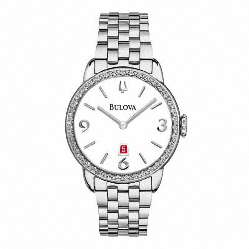 Main Image 1 of Ladies' Bulova Diamond Accent Watch with White Dial (Model: 96R183)