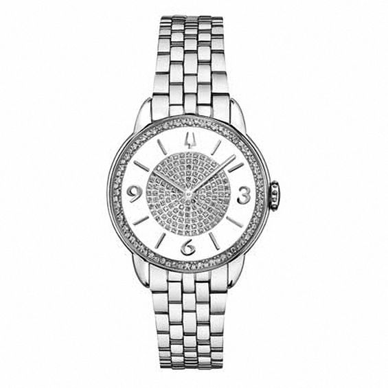 Ladies' Bulova Diamond Accent Watch with White Dial (Model: 96R184)