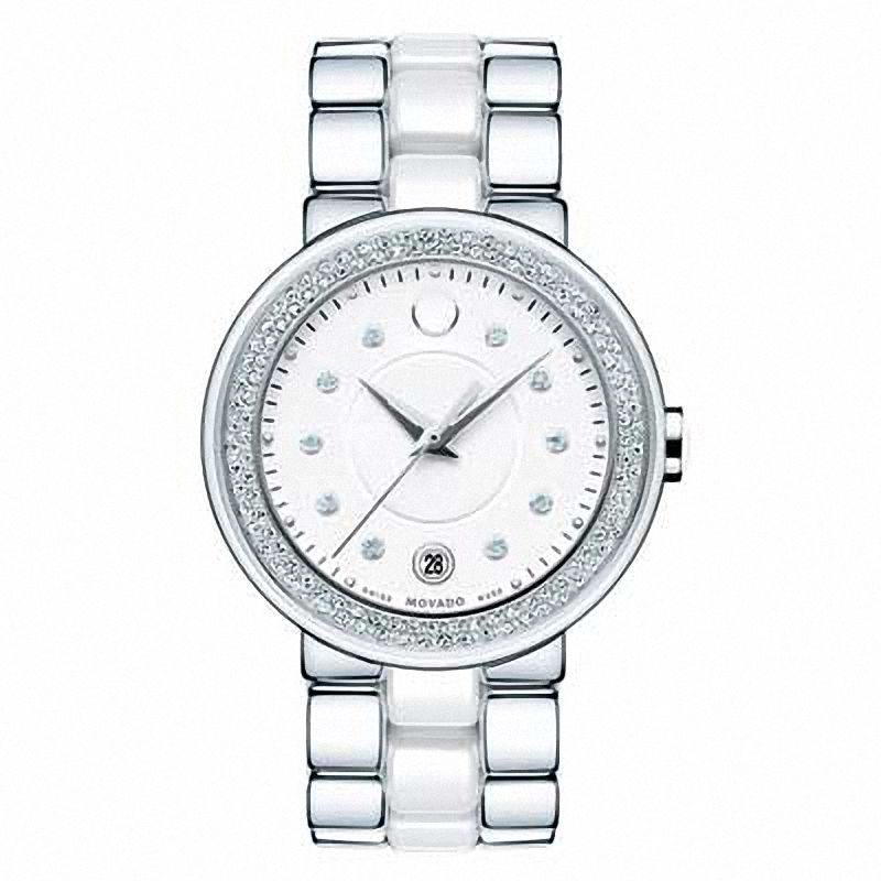 Main Image 1 of Ladies' Movado Cerena Diamond Accent Ceramic Watch (Model: 606625)