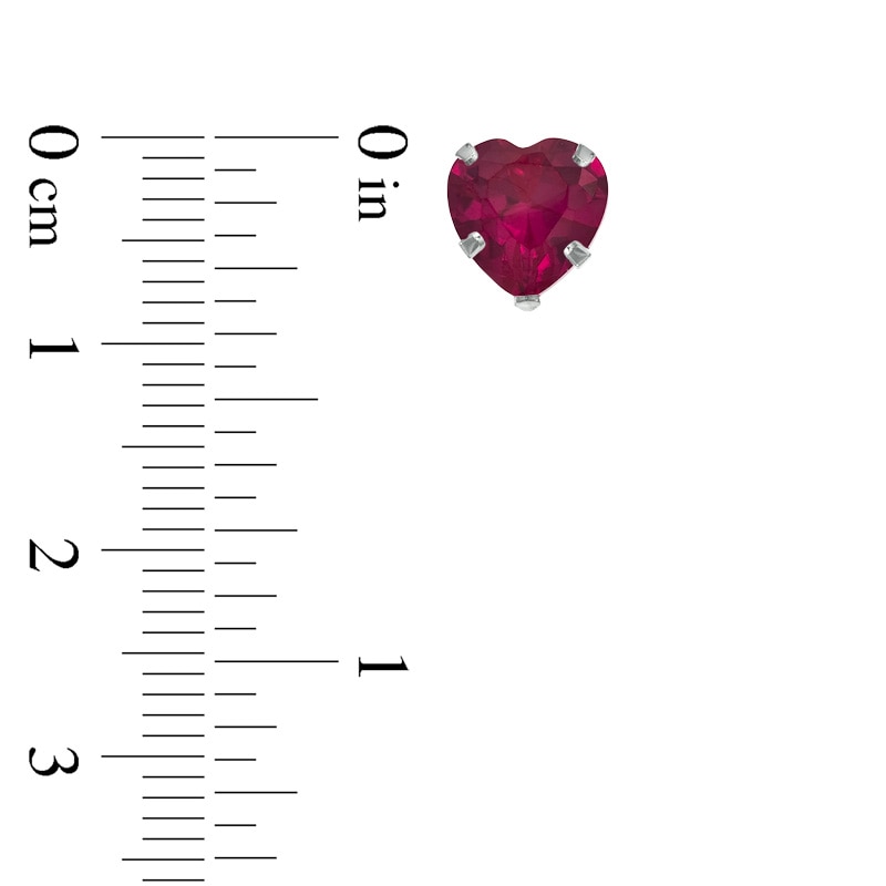 8.0mm Heart-Shaped Lab-Created Ruby Stud Earrings in 14K White Gold