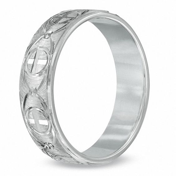 4.0mm Comfort Fit Cross Wedding Band in Sterling Silver