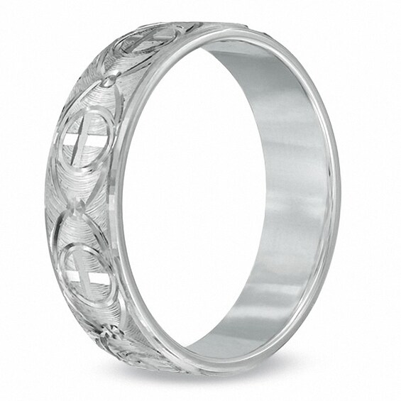 6.0mm Comfort Fit Cross Wedding Band in Sterling Silver