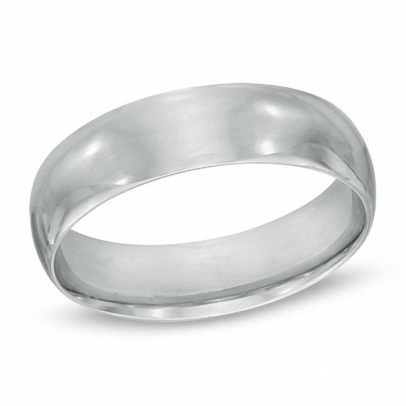 Zales Men's 6.0mm Polished Comfort Fit Wedding Band in Sterling Silver