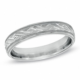 4.0mm Woven Comfort Fit Milgrain Wedding Band in Sterling Silver