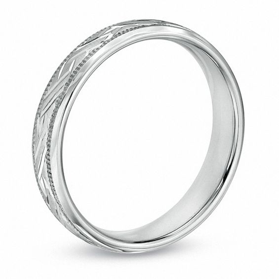 4.0mm Woven Comfort Fit Milgrain Wedding Band in Sterling Silver