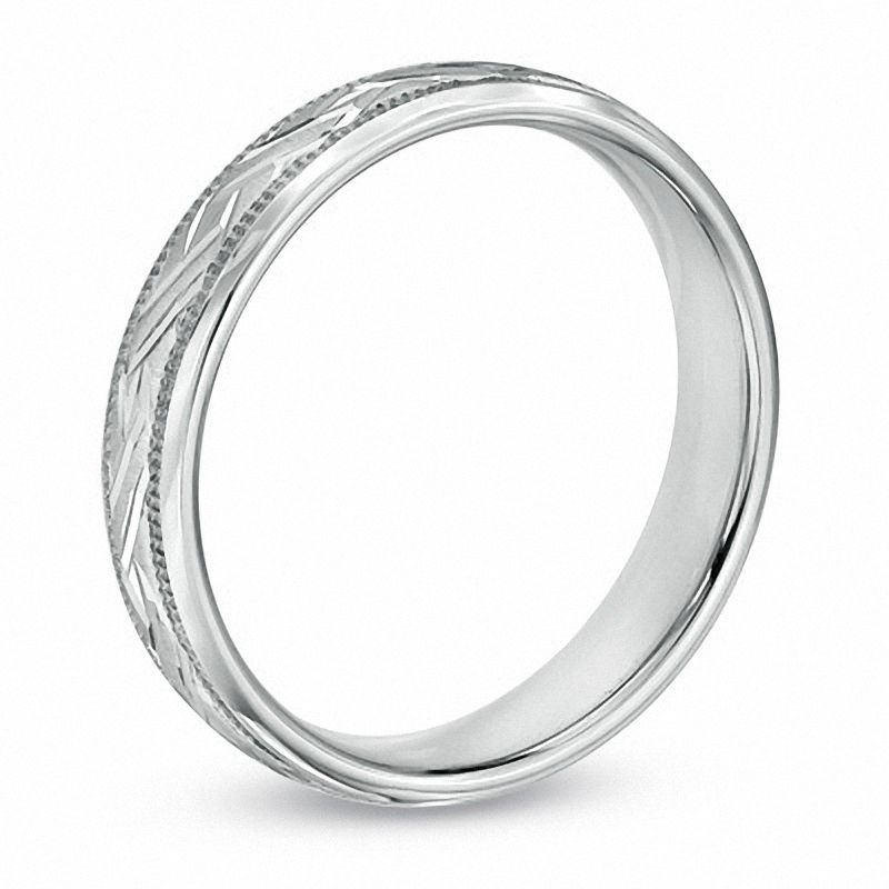 Main Image 2 of 4.0mm Woven Comfort Fit Milgrain Wedding Band in Sterling Silver