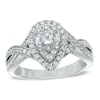 Thumbnail Image 1 of 1 CT. T.W. Diamond Pear Frame Vintage-Style Engagement Ring in 14K White Gold