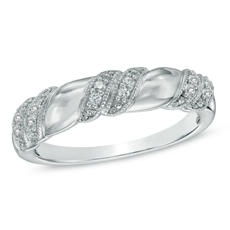 Main Image 1 of Diamond Accent Vintage-Style Anniversary Band in 10K White Gold
