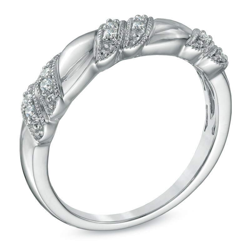 Main Image 2 of Diamond Accent Vintage-Style Anniversary Band in 10K White Gold
