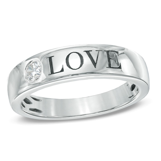 1/10 CT. Diamond "Love" Anniversary Band in 10K White Gold