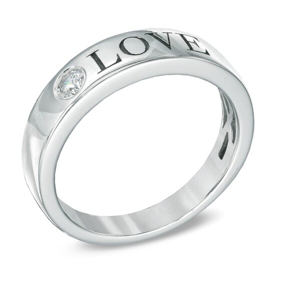 1/10 CT. Diamond "Love" Anniversary Band in 10K White Gold