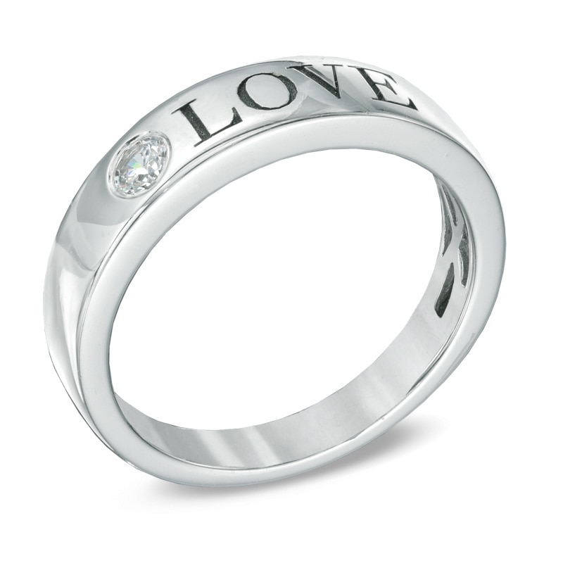 1/10 CT. Diamond "LOVE" Anniversary Band in 10K White Gold