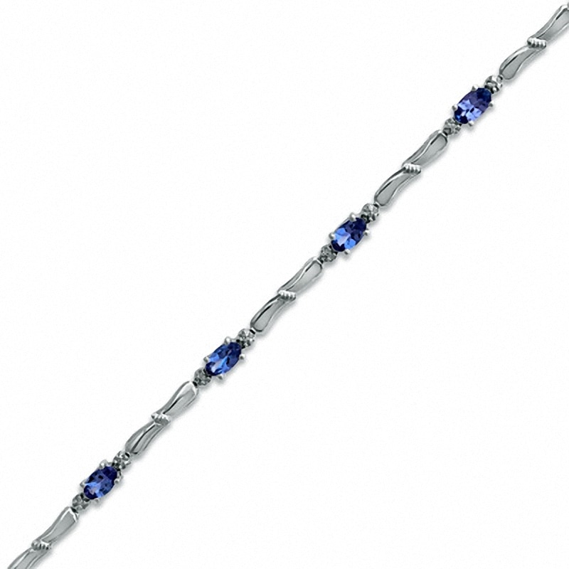 Oval Tanzanite and Diamond Accent Bracelet in Sterling Silver