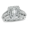 Thumbnail Image 1 of 1 CT. T.W. Multi-Baguette Diamond Double Frame Engagement Ring in 14K White Gold