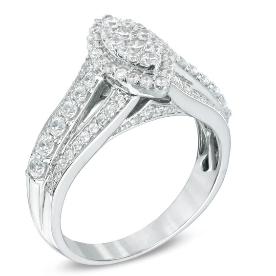 1 CT. T.w. Marquise Composite Diamond Engagement Ring in 10K White Gold