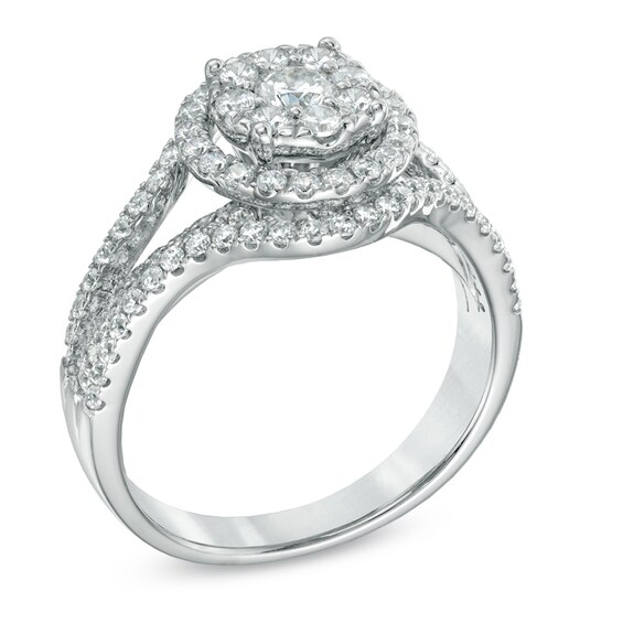 1-1/4 CT. T.w. Composite Diamond Split Shank Engagement Ring in 14K White Gold