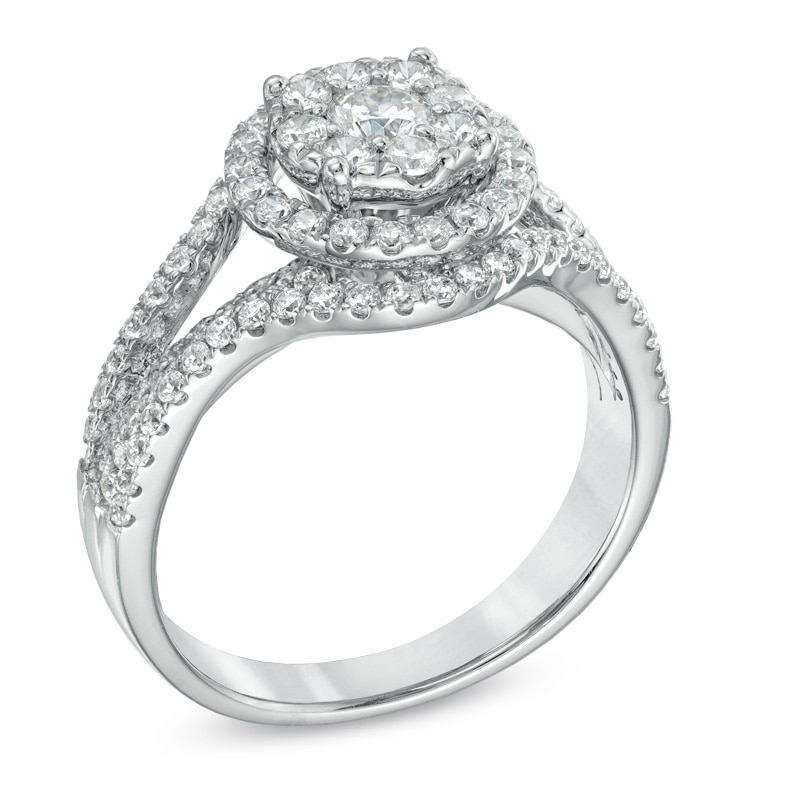 Main Image 2 of 1-1/4 CT. T.W. Composite Diamond Split Shank Engagement Ring in 14K White Gold
