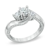 Thumbnail Image 2 of 1 CT. T.W. Diamond Three Stone Swirl Engagement Ring in 14K White Gold