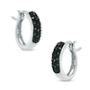 Thumbnail Image 1 of 1/10 CT. T.W. Black Diamond Triple Row Hoop Earrings in Sterling Silver