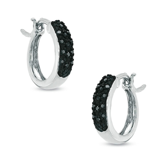 1/10 CT. T.w. Black Diamond Triple Row Hoop Earrings in Sterling Silver