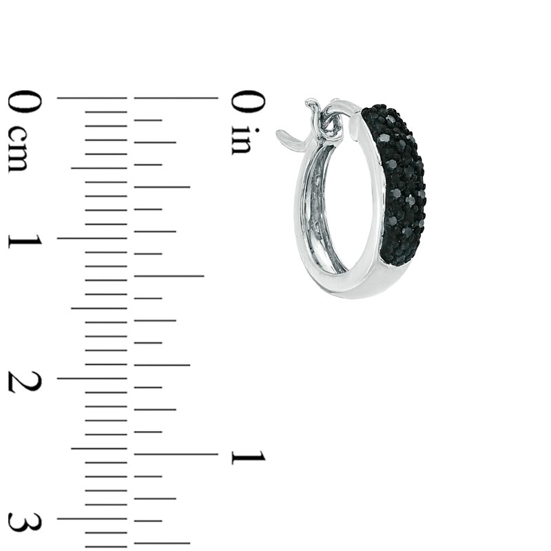 Main Image 2 of 1/10 CT. T.W. Black Diamond Triple Row Hoop Earrings in Sterling Silver