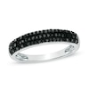 Thumbnail Image 1 of 1/5 CT. T.W. Black Diamond Triple Row Wedding Band in Sterling Silver