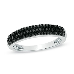 1/5 CT. T.W. Black Diamond Triple Row Wedding Band in Sterling Silver
