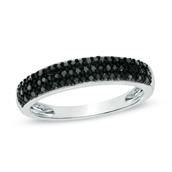 1/5 CT. T.w. Black Diamond Triple Row Wedding Band in Sterling Silver