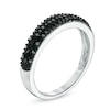 Thumbnail Image 2 of 1/5 CT. T.W. Black Diamond Triple Row Wedding Band in Sterling Silver