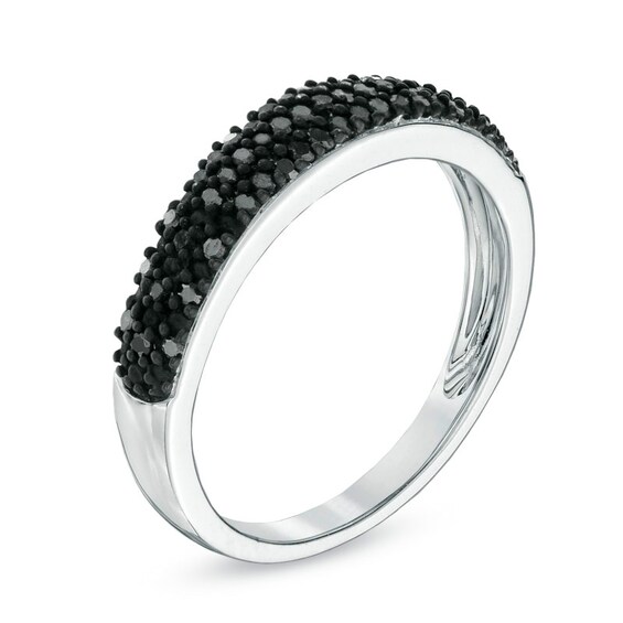 1/5 CT. T.w. Black Diamond Triple Row Wedding Band in Sterling Silver