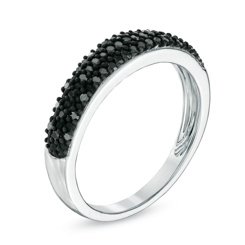 Main Image 2 of 1/5 CT. T.W. Black Diamond Triple Row Wedding Band in Sterling Silver
