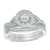 Thumbnail Image 1 of 1/4 CT. T.W. Diamond Frame Vintage-Style Bridal Set in 10K White Gold