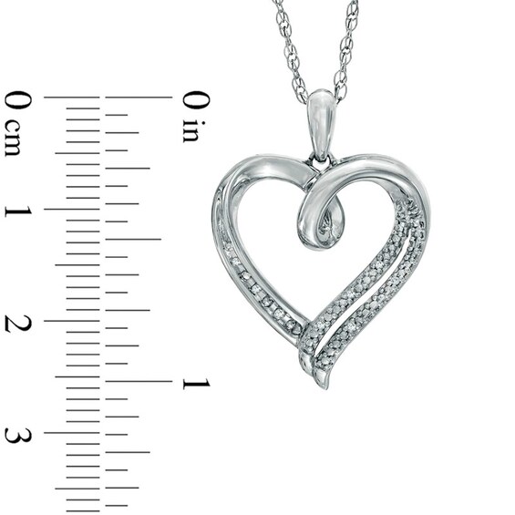 Diamond Accent Split Ribbon Heart Pendant in Sterling Silver