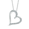 Thumbnail Image 0 of Diamond Accent Tilted Heart Pendant in Sterling Silver