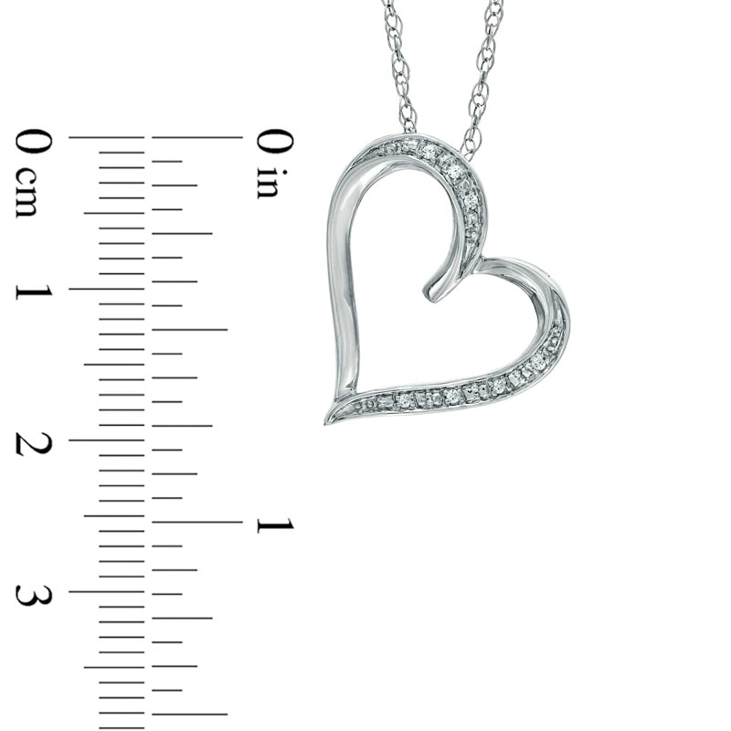 Diamond Accent Tilted Heart Pendant in Sterling Silver