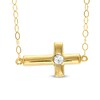 Thumbnail Image 0 of TEENYTINY® Crystal Sideways Cross Pendant in 10K Gold - 17"