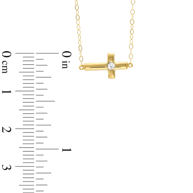 TEENYTINY® Crystal Sideways Cross Pendant in 10K Gold - 17"