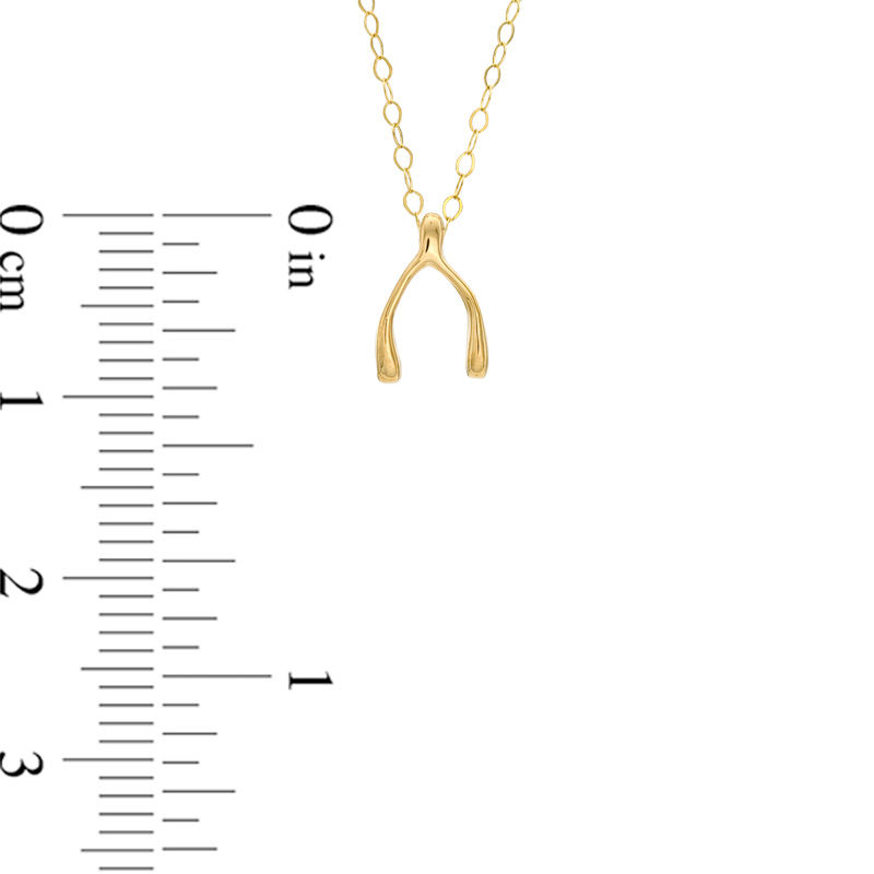Main Image 2 of TEENYTINY® Wishbone Pendant in 10K Gold - 17"