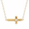Thumbnail Image 1 of TEENYTINY® Crystal Sideways Cross Pendant in 10K Gold - 17"