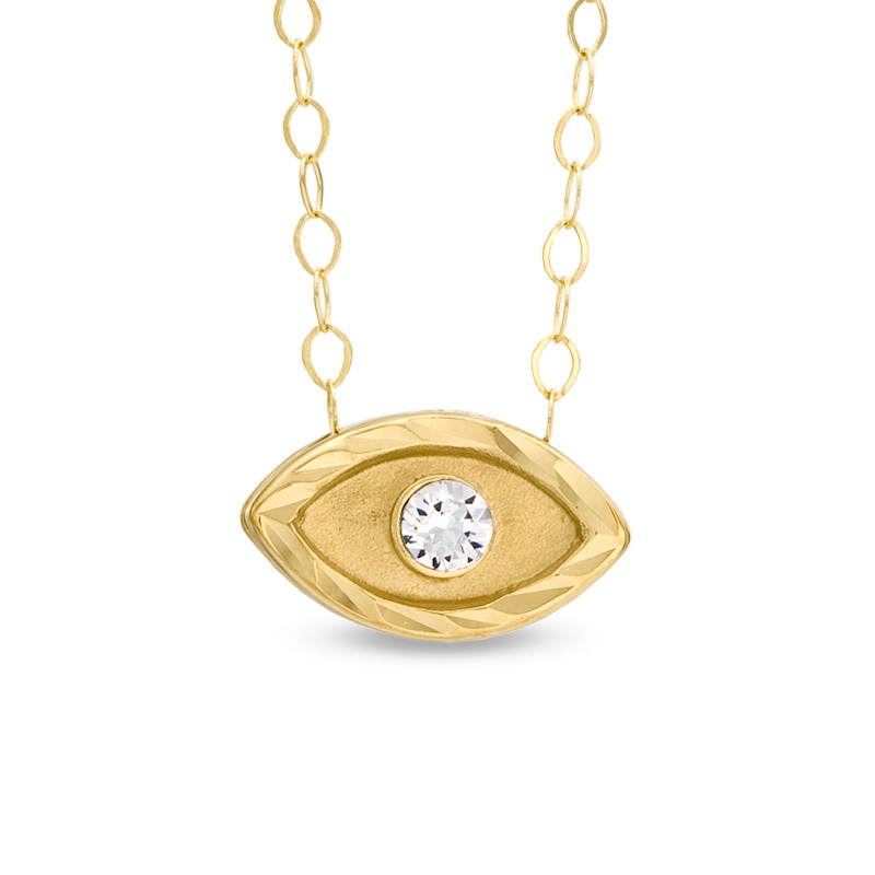 Main Image 1 of TEENYTINY® Crystal Evil Eye Pendant in 10K Gold - 17"